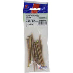 ForgeFix FPKMPS470Y Multi-Purpose Pozi Screw CSK ST ZYP 4.0 x 70mm ForgePack 20