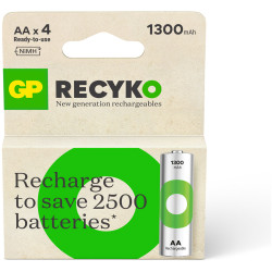 GP GPRHC132E036 GP Recyko NiMH 1300mAh AA 4&#x27;s ECV paper box