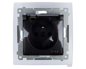 Simon 54 Gniazdo bryzgoszczelne z/u IP44 z klapką transparentną antracyt DGZ1BZ.01/48A