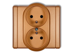 FLEXI Gniazdo podwójne z uziemieniem (przesłony torów prądowych) złoty metalik 8FGP-2zp KARLIK