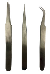 Zestaw pęset dł. całkowita 120 mm RS PRO antymagnetyczna Stal niskowęglowa austenityczna elementy 3