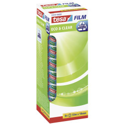 tesa 57074-00000-01 Eco &amp; Clear Tape 33m x 19mm 8pcs recycled materials