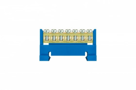 Listwa zaciskowa niska na szynę 7-torowa niebieska TH35 E.4023