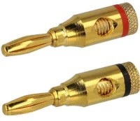 BANAN-WTP2-AUBR Wtyki bananowe złocone (pasek czerwony + czarny) kpl