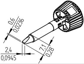 0142CDLF24 ERSADUR soldering tip, 2.4 mm, chisel-shaped