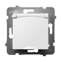 ARIA Gniazdo bryzgoszczelne z uziemieniam IP44 klapka biały GPH-1UZ/m/00/w