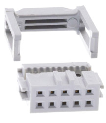 Złącze IDC 10-pinowe Żeński Kąt Proste Montaż na kablu raster 2.54mm Złoto na niklu