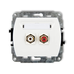 TREND Gniazdo podwójne RCA (typu cinch - biały i czerwony, pozłacany) biały GRCA-2