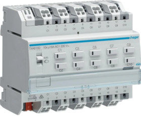 KNX e/s Sterownik załączający/żaluzjowy, obciążenie pojemnościowe 16 A, 10-/5-krotny TXA610D