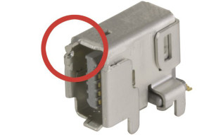 Przemysłowe złącze IX Żeński przemysłowy IX, Montaż na płytce drukowanej HARTING, kątowe 10P10C-żyłowe