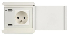 SOURCE COVER gniazdo W/W/W 1xUTE ład. USB A/A 12W przewód 2m z wtyczką czarny 8170