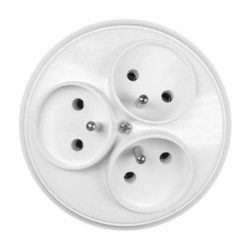 OPAL Gniazdo potrójne z/u /montaż w PK60 białe PT-36 Op