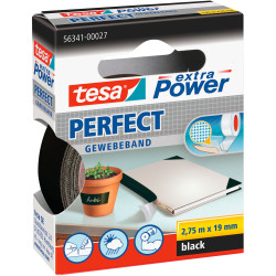 tesa&#xAE; 56341 Extra Power Fabric Tape - Black - 19mm x 2.75m