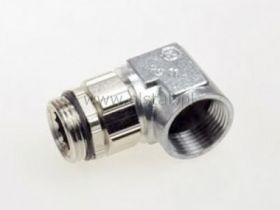 Wyjście kątowe, mosiądz niklowany, wymagany dławik