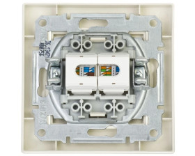 Gniazdo komputerowe Asfora podwójne 2x45RJ kat.6 kremowe z ramką EPH4800123