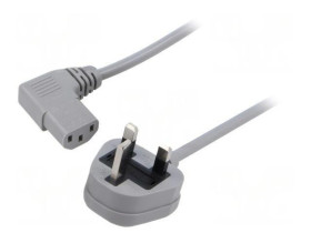 SN24-3/07/1.5GY Kabel: 3x0,75mm2, BS 1363 (G) wtyk,IEC C13 żeński kątowy prawy