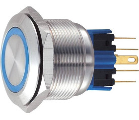 PRZYCISK WANDALOODPORNY MONOSTABILNY 12-24V 16MM NIEBIESKI LED