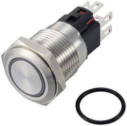 TRU COMPONENTS TC-12647548 Przycisk 250 V/AC 3 A 1 x wył/(wł) IP65 RGB chwilowy stal nierdzewna 1 szt.