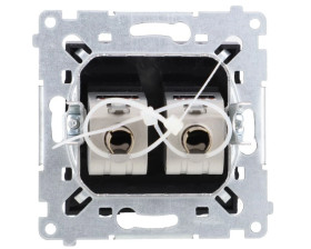 Simon 54 Gniazdo komputerowe podwójne RJ45 kategoria 6 ekranowane z przesłoną przeciwkurzową (moduł) czarny mat D62E.01/49