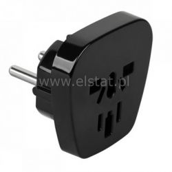 Adapter AC wtyk PL- gn. uniwersalne, J39, czarne