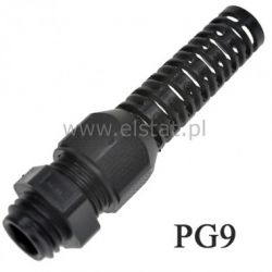 PG9 dławnica bakielitowa z odgiętką, czarna