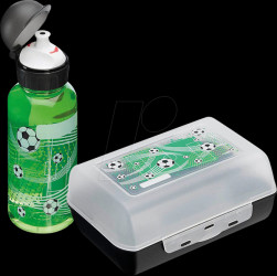 518140 EMSA kids' drinks bottle and lunch box, "Soccer", transparent, g