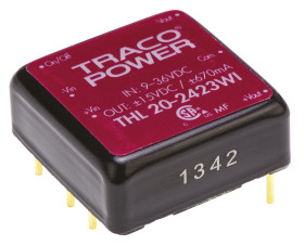 Przetwornica DC-DC, 20W, Uwe 9 → 36 V DC, Uwy ±15V dc, Iwy ±670mA, TRACOPOWER