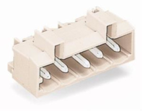 Pin header, 5 pole, pitch 5 mm, angled, light gray, 721-465/001-000