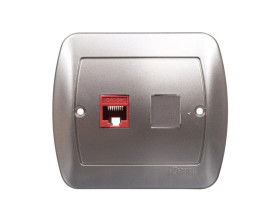 Simon Akord Gniazdo komputerowe pojedyncze RJ45 kat.5e satyna metalizowana AF51/29