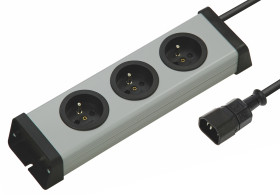 Listwa zasilająca 1.5mm², 16A, 250 V, 3 wtykowa Typ E – francuski dł. kabla 1.5m Czarny PVC Typ E - gniazdo francuskie