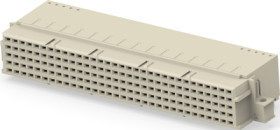 Female connector, type E, 160 pole, a-b-c-d-e, pitch 2.54 mm, solder pin, angled, gold-plated, 374385-E