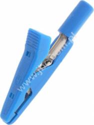 MA 1 BL Krokodylek izolowany mini z gniazdem 2mm, rozwarcie szczęk 7mm, niebieski, Hirschmann, 930317802, MA1BL