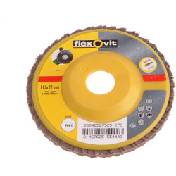 Flexovit 63642527525 Flap Discs For Angle Grinders 115mm Coarse 40G - Single