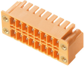 Pin header, 6 pole, pitch 3.81 mm, angled, orange, 1040970000