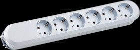 381.246K SMART socket strip 6x protective contact, without cable, white