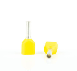 Insulated twin wire end ferrule, 6.0 mm², 26 mm/14 mm long, DIN 46228-4, yellow, BYB-4-18H0099