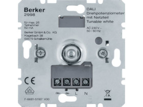BERKER Potencjometr obrotowy DALI z wbudowanym zasilaniem Tunable White mechanizm one.platform 2998 HAGER