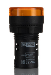 Kontrolka 24V ac/dc Żółty RS PRO średnica wycięcia 22mm Montaż panelowy