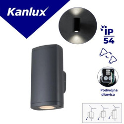 Oprawa elewacyjna ZEVI EL 2GU10 G 2xmax 10W IP54 podwójny dławik kinkiet szary 38883