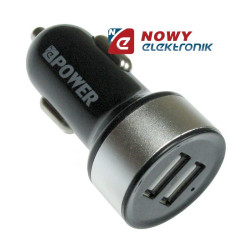 Ładowarka USB x2 sam. 3.1A Czarn /srebrna USB 5V, wej. 12-24V NE
