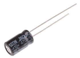 Kondensator 470μF 10V dc Radialny, Otwór przelotowy RS PRO roztaw: 2.5mm 6.3 (Dia.) x 11mm