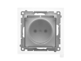 SIMON 55 Gniazdo pojedyncze z uziemieniem szybkozłącza IP44 z uszczelką klapka transparentna aluminium mat TGZ1BCZ.01/143A KONTA