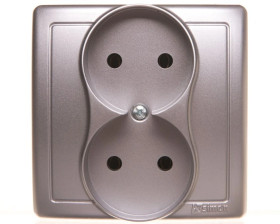 Simon Basic Gniazdo podwójne b/u kompletne 16A 250V srebrny mat BMG2/
