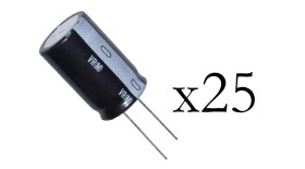 Opencircuit 100μF 25V Capacitor electrolytic - 25 pcs