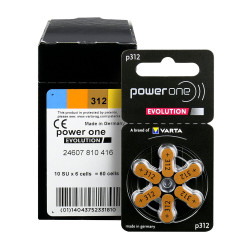 300 x baterie do aparatów słuchowych Power One Evolution Varta 312