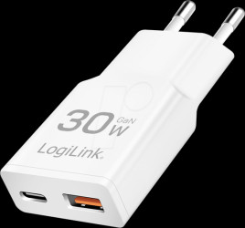 PA0348 USB charger, 30 W, 5 - 20 V, 1x USB-C (PD), 1x USB-A (QC), GaN,