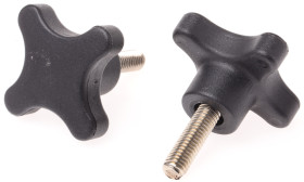 Pokrętło mocujące M8 długość gwintu: 25mm średnica pokrętła 50mm średnica gwintu: 8mm Z czterema ramionami Kołek