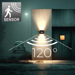 Lampa LED Maclean, Ścienna, Z czujnikiem PIR, PC+ALU, 20W, 1600lm, IP65, Neutral White 4000K, Szara, MCE366