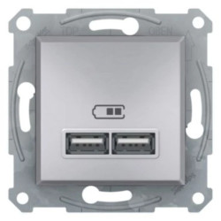 Asfora Gniazdo ładowarki USB prąd ładowania 2.1A bez ramki aluminium EPH2700261