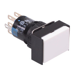 AB6H-A2PWC White 16mm Latching Rectangle Push Button Switch IP65 DPDT